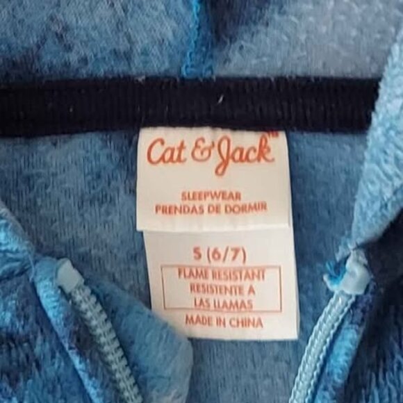 Comfy "Shark" Onesie with Zipper! Blue Tie Dye, size 7 Youth, Lightweight Fleece - Picture 6 of 6